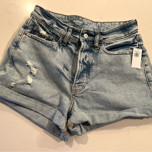 OLD NAVY•OG straight high rise 3” ripped Jean denim shorts 8 NWT - Picture 4 of 7